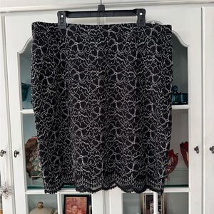 Elle Lace Pencil Skirt Size 16 Black White